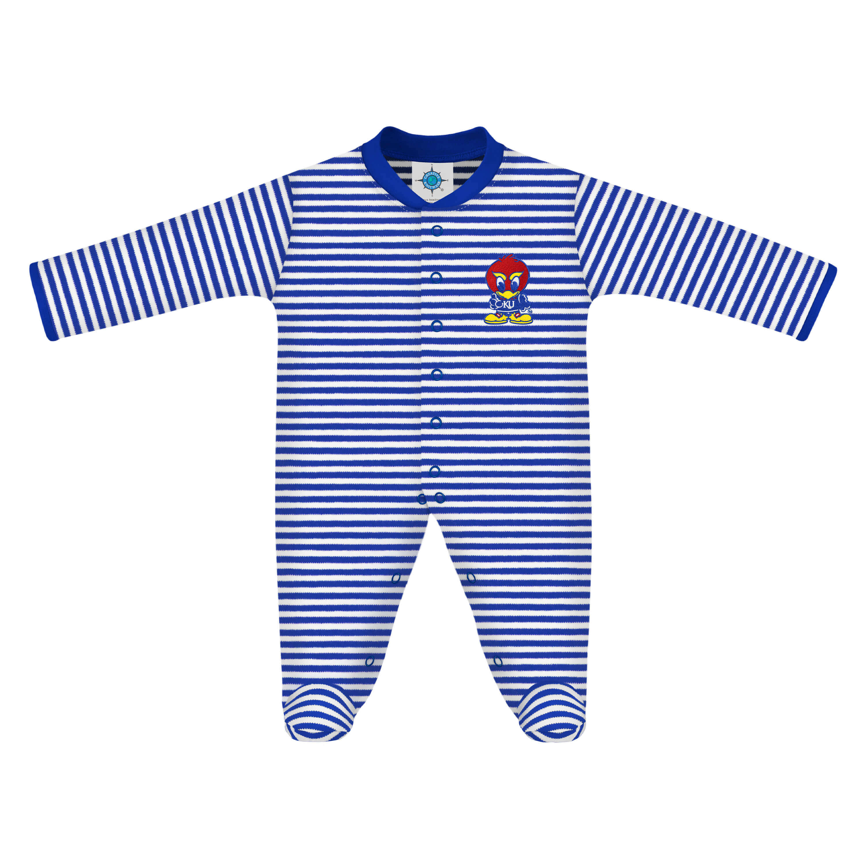 Kansas Jayhawks Striped Footed Romper