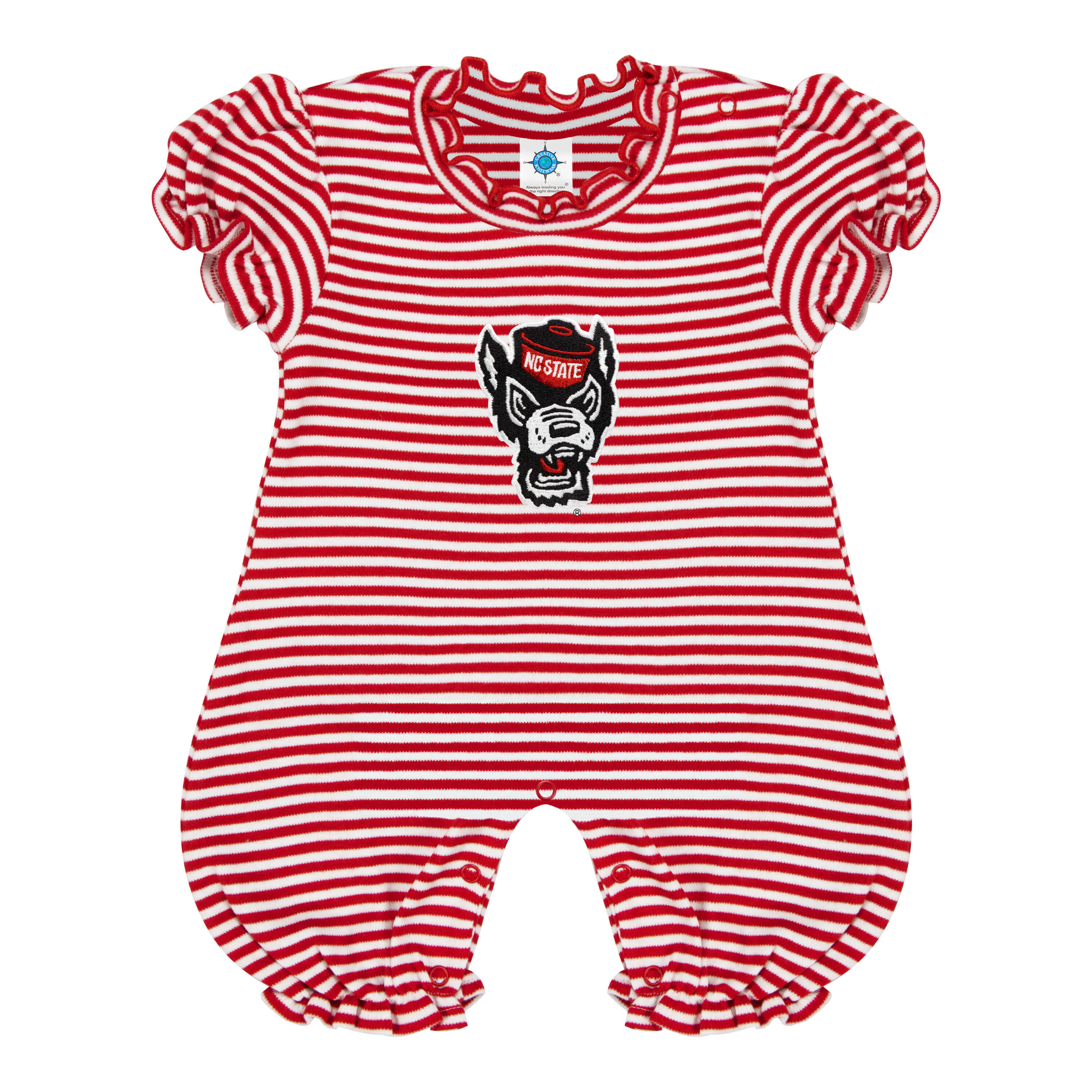 NC State Wolfpack Stripe Puff Sleeve Romper
