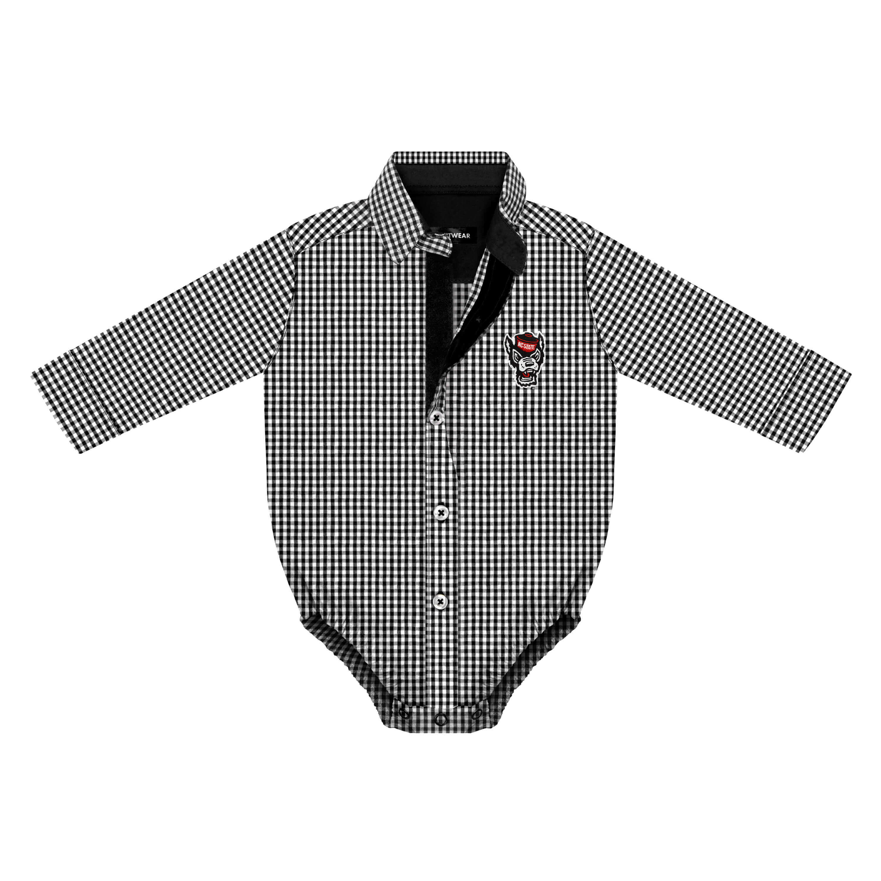 NC State Wolfpack Gingham Bodysuit With Bowtie